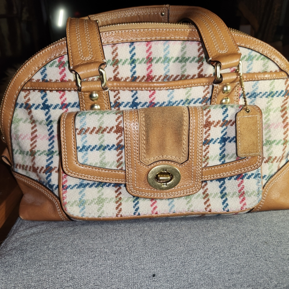 Coach F13390 Tattersall Tweed Satchel Highly Sought Out Vintage Bag